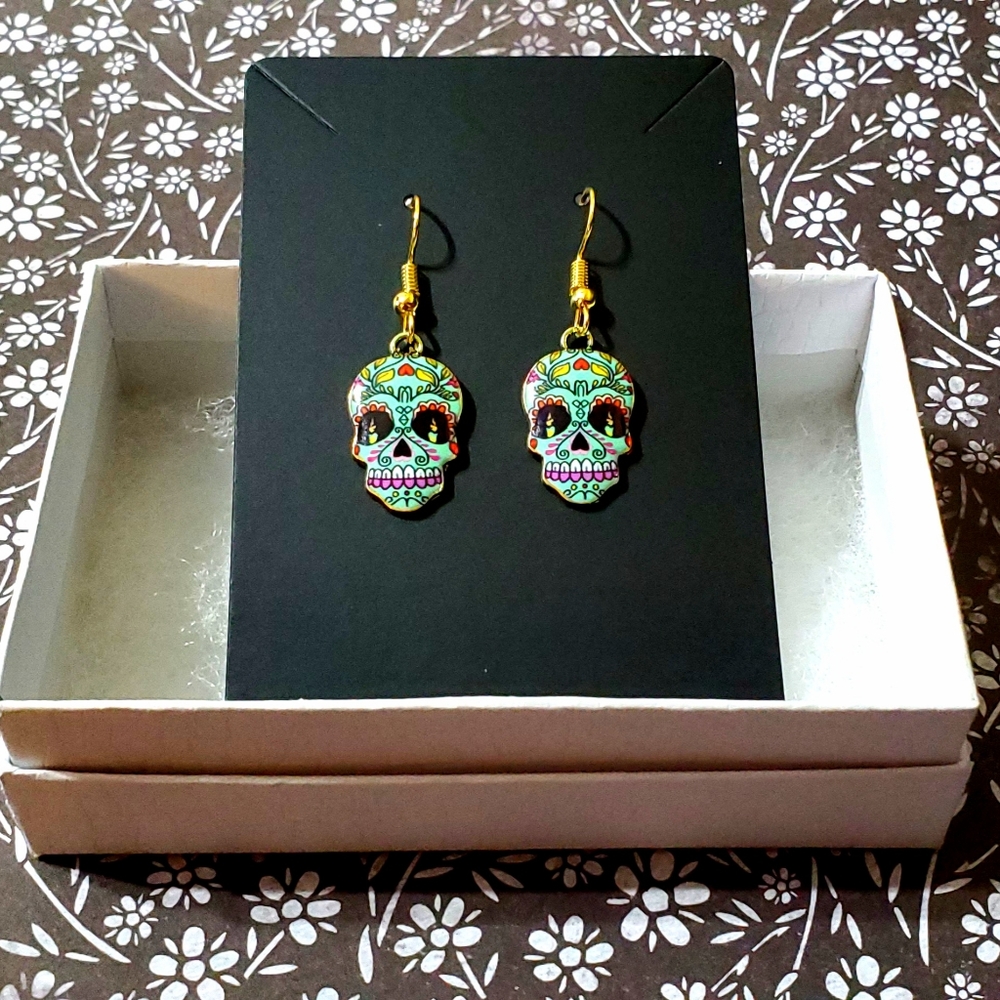 Sugar Skull Dia De Los Muertos Earrings Halloween